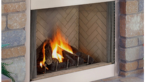 Superior VRE4336 Outdoor Gas Fireplace shown in white herringbone