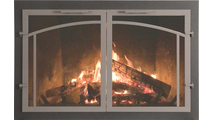 Normandy Deluxe Masonry Fireplace Door Natural Iron main frame with Grey Iron door frame
