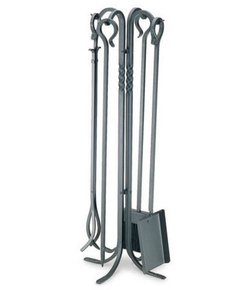 Matte Black Lodge Fireplace Tool Set