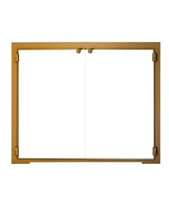 All Glass Legend Masonry Fireplace Door in Candlelight Brass