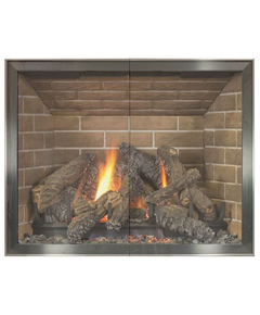Biscayne Hidden Frame Fireplace Door in Brite Nickel