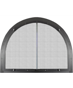 Full Arch Masonry Fireplace Door in Matte Black