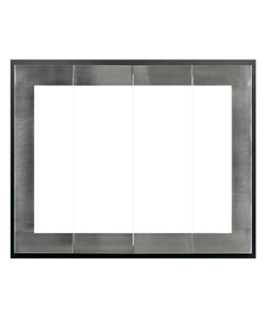 Original Moderne Masonry Fireplace Door With Brushed Satin Nickel Doors