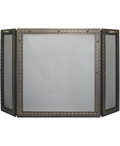 Blacksmith 3 panel Fireplace Screen shown in Bronzed Iron powder coat finish