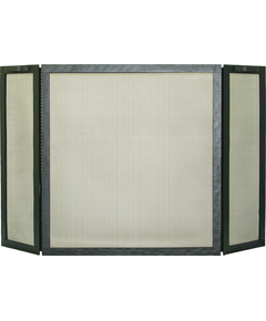 Forged Steel Laramie Triple Panel Fireplace Screen shown in Textured Black powder coat finish