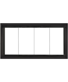 Zion Zero Clearance Fireplace Door - Matte Black - Square handles -  Clearview Bi-fold Doors