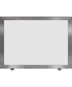 Pinnacle Glass Contemporary Single Panel Fireplace Screen shown in Brushed Nickel anodized finish with Grey tempered glass