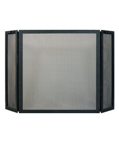 Allegheny Triple Panel Fireplace Screen shown in Matte Black powder coat finish