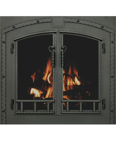 Denali Arch Conversion Masonry Fireplace Door in Textured Black