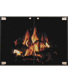 Vanguard Thinline Fireplace Door in Matte Black & Antique Steel Hinge And Knob
