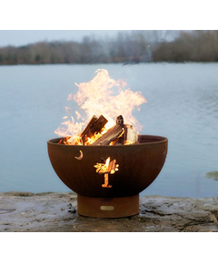 Fire Pit Art 36" Tropical Moon Wood Burning Fire Pit