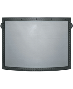 Denali Convex Single Panel Fireplace Screen shown in Textured Black powder coat finish
