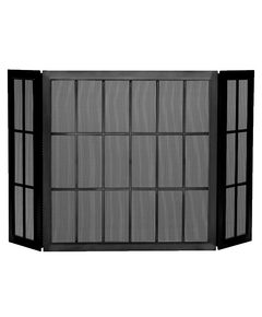 Edison triple panel fireplace screen shown in Matte Black