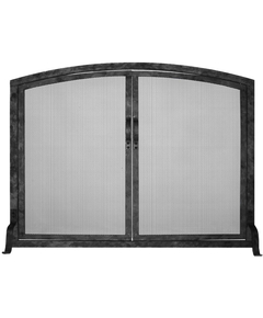 Forged Steel Laramie Arch Working Door Fireplace Screen shown in Clear Natural finish