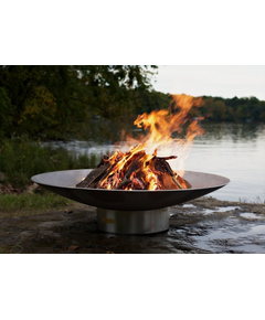 Fire Pit Art 70" Bella Vita Stainless Steel Wood Burning Fire Pit