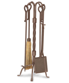 Traditional Fireplace Tool Set In Burnished Bronze