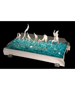 RealFyre Fyre Glass See-Thru Contemporary Gas Set with Reflective Gold Fyre Glass