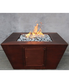 36" Redan Square Copper Gas Fire Pit shown in smooth copper finish