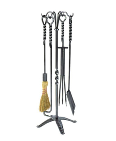 Rope Design Fireplace Tool Set In Graphite Finish