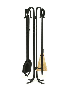 Shepherds Hook II Fireplace Tool Set In Black Finish
