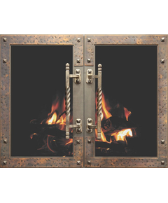 Medieval Fortress Prefab Fireplace Door in Vintage Copper with exclusive Architectural handles