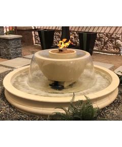 California Fountain Fire and Water Bowl in sand color with optional basin