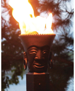 Black Tribal Head Cast Aluminum Gas Tiki Torch For 3" OD Pipes