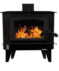 Buck Stove Model 91 Catalytic Wood Burning Stove with Black Door, Bay Windows and Legs