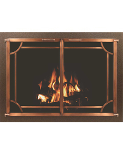 Vintage Vein Powder Coated Frame And Antique Copper Plated Doors Cascade Fireplace Door