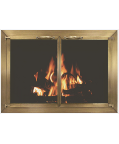 Plated Antique Brass Cascade Fireplace Door With Center Bar
