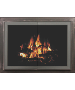 Biscayne Fireplace Door In Antique Black With Brite Nickel