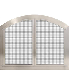 Brushed Stainless Steel Arched Masonry Fireplace Door