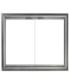 Apex Outdoor Fireplace Door in Silver 4 Sided No Damper