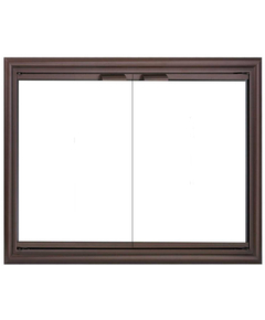 Phoenix Outdoor Fireplace Door shown in Mahogany 4 Sided No Draft