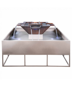 Olympian Copper Square 4-Way Self Contained Fire & Water Bowl 30 Inch