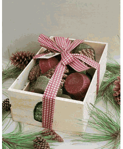 Twelve Goods of the Woods Pine Cone Fire Starters in an Apple Crate