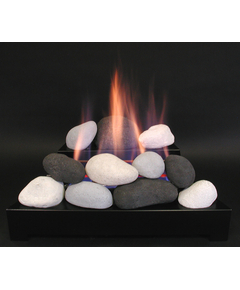20 Inch ALTERNA FireBalls Set with Vent Free Black Burner With Calico FireStone