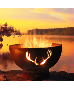 Fire Pit Art 36" Antlers Gas Burning Fire Pit