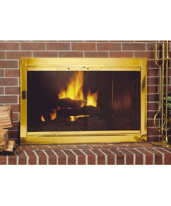 Polsihed Brass Fireview Masonry Fireplace Door