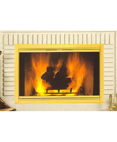 Solid Polished Brass Fireview Masonry Fireplace Door