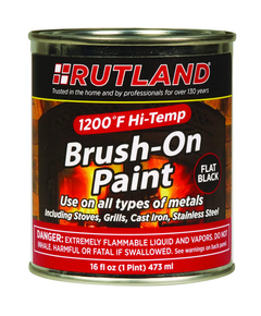 Rutland 1200-Degree Hi-Temp Brush-On Flat Black Stove Paint - 16 Fluid Ounce