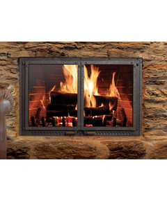GrandSeal Ceramic Glass Masonry Fireplace Door With Ancient Iron Trim