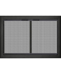 3-Sided Overlap Brookfield ZC Cabinet Gate Mesh Fireplace Door - Needs Hearth On Prefab To Sit On - Textured Black Shown