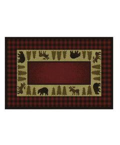 Goods of the Woods 50” x 30” Vista Bear Moose Plaid Olefin Hearth Rugs