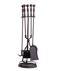 Tool Set with Rail includes 5 pieces, made of iron, black finish, 31" high