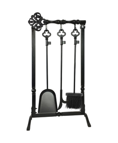 Tool Set is made of Black Cast Iron with key design, includes 4 pieces, 31" high