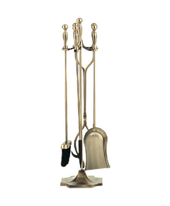 5 Piece  Tool set is made of steel, Antique Brass finish, 30.5" high