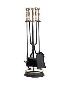 Tool set is made of steel, Antique Brass/Black finish, 31" high