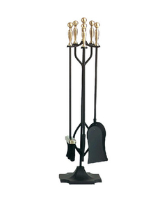 Tool set is made of steel, Antique Brass and Black finish, 30.5" high