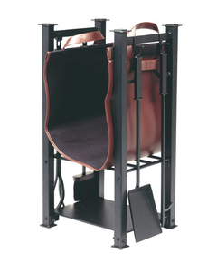 Black Iron Tool Set and Log Rack with carrier, 27.5"  high